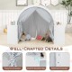 Wooden Kids Play Tent with Curtain Shades and 8 Cubbies