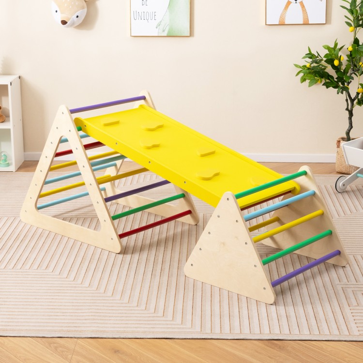 3 Piece Toddler Triangle Set Montessori with 2 Climbing Triangles and 1 Ramp