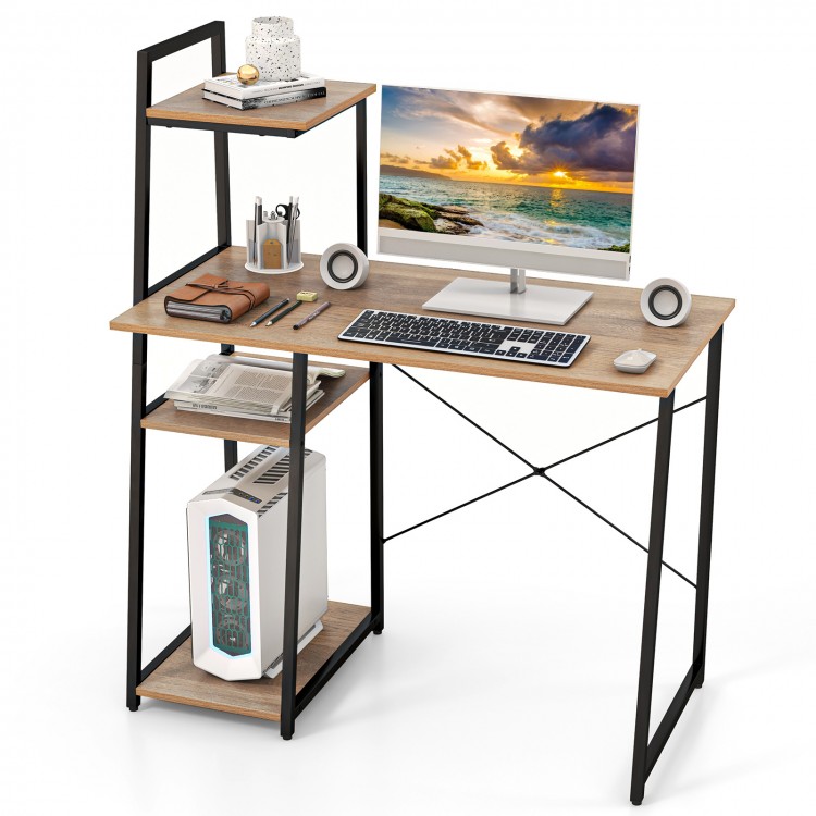 Computer Desk with Shelves and 3-Tier Storage Bookshelf