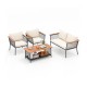 4 Piece Patio Rattan Furniture Set with 2-Tier Coffee Table