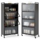 5-Tier Kitchen Pantry Storage Cabinet with Flip-Up Doors