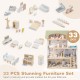 Wooden Dollhouse Kids DIY Pretend Playhouse with 33 PCS Furniture Accessories