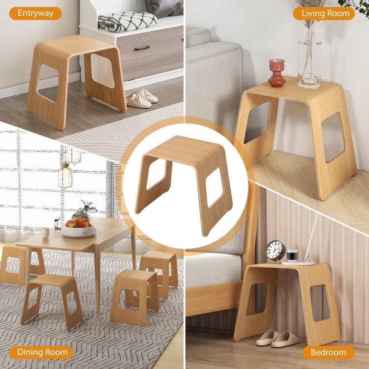 4-Pack Stackable Bamboo Stool with Anti-skid Foot Pads
