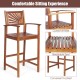 2 Pieces Outdoor Acacia Wood Bar Chairs with Sunflower Backrest and Armrests