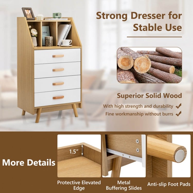 4-Drawer Dresser with 2 Anti-Tipping Kits for Bedroom