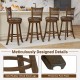 29 Inches Swivel Counter Height Barstool Set of 2 with Rattan Backrest and Footrest