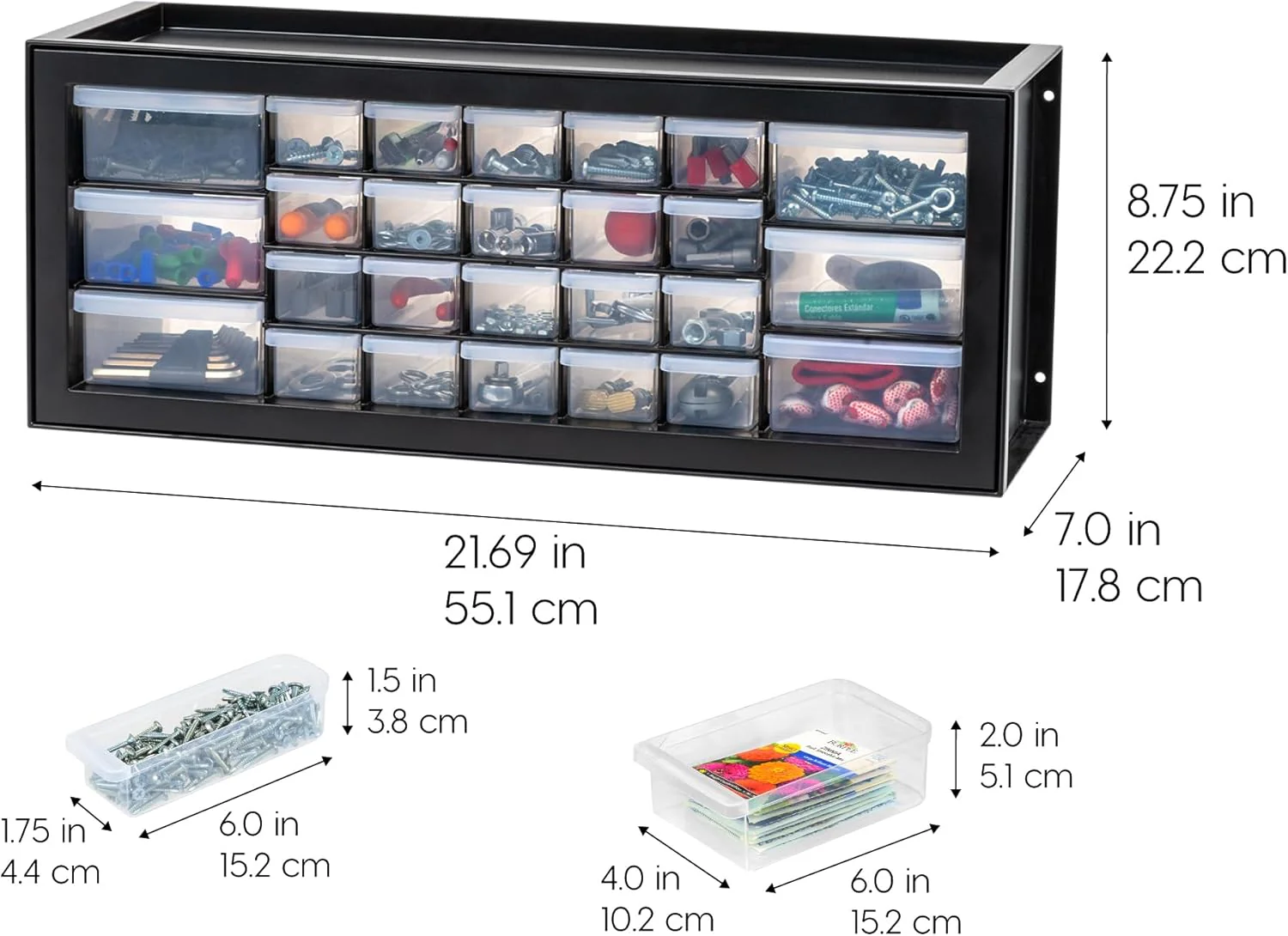 IRIS USA Screw Tool Organizer Small Parts Cabinet Chest, 44-Drawer Hardware Electronics Nuts Bolts Storage Drawers Organization Toolbox Garage Craft Business Teacher Beads Scrapbook Art Hobby - Black