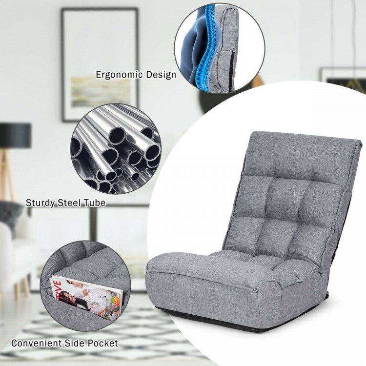 4-Position Adjustable Floor Chair Folding Lazy Sofa