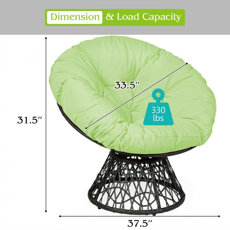 Rattan Papasan Chair Ergonomic 360-degree Swivel Soft Cushion Garden