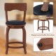 Swivel Bar Stools Set of 2 with Rubber Wood Frame and Upholstered Seat