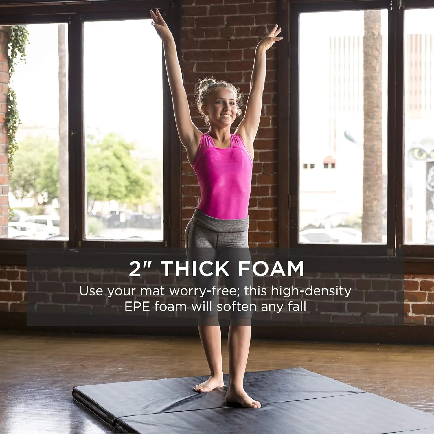 Best Choice Products 10ft Folding Gym Mat, Black, 4-Panel, EPE Foam, Exercise & Gymnastics, w/Handles