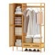 Bamboo Clothing Rack with Cabinet and Drawers and Hanging Rod