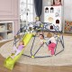 13.3 FT Climbing Dome Geometric Dome Climber with Extended Wavy Slide and 2 Rest Platforms