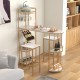 3 Pieces Bar Table Set with Storage Shelves and Wine Rack