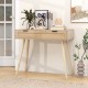 Rattan Console Table with Pull-out Drawer Boho Style Entryway Table