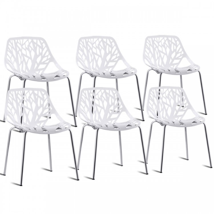 Set of 6 Accent Armless Modern Dining Chairs with Feet Pads