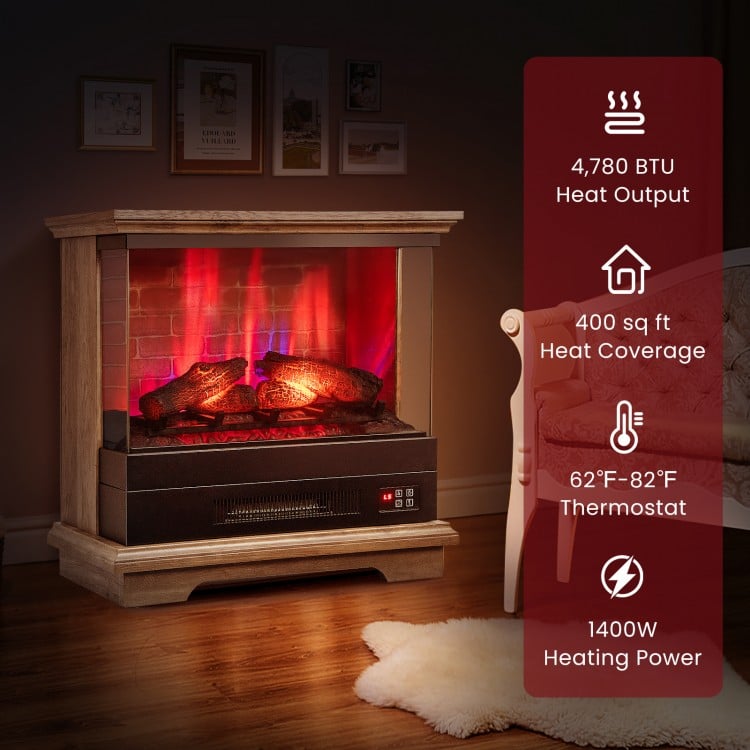 27 Inch Freestanding Fireplace with Remote Control