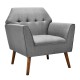 Modern Tufted Fabric Accent Chair with Rubber Wood Legs