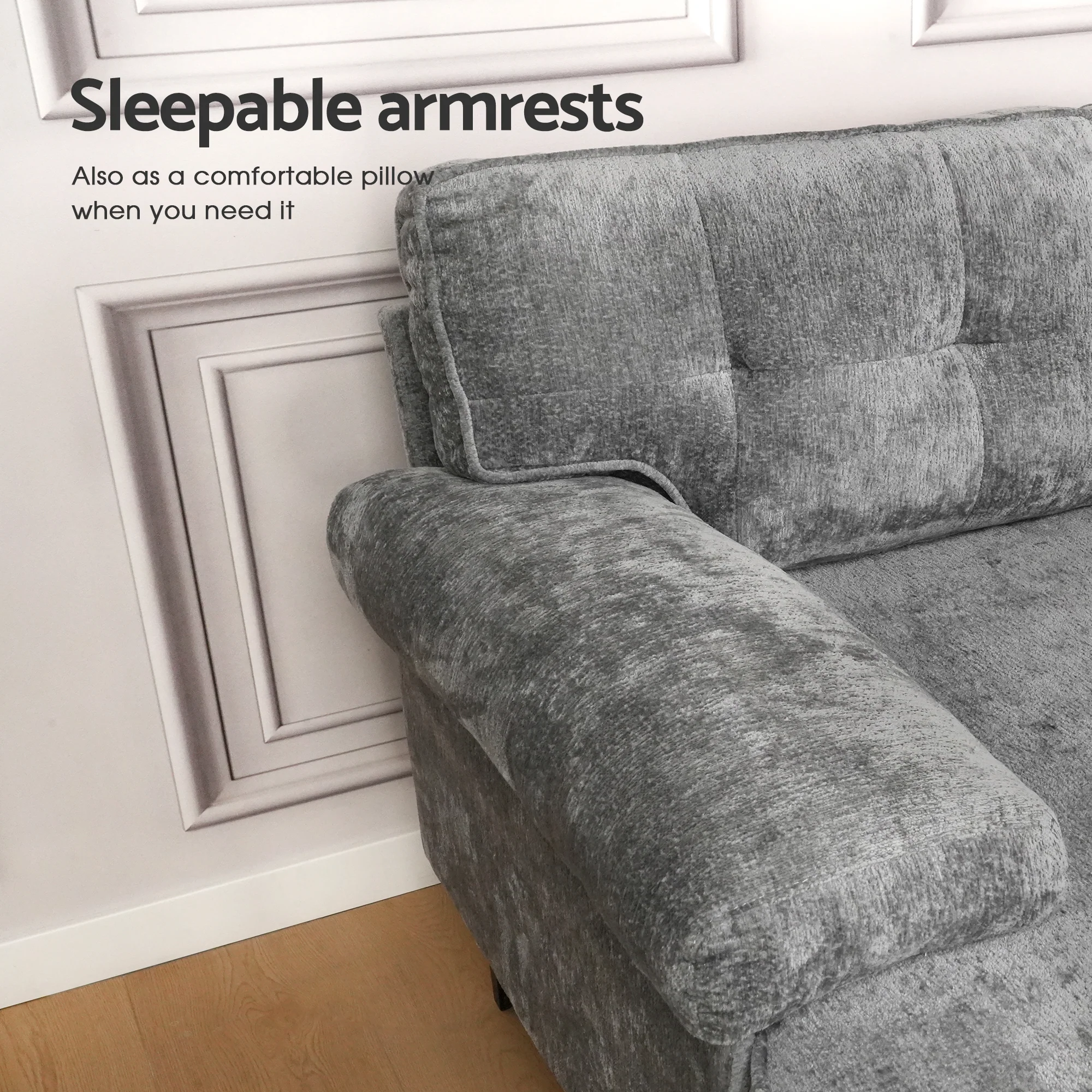 Sofa 3 Seaters Sofa L Shape Grey