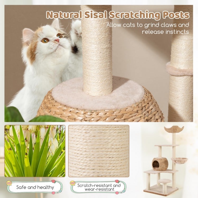 5-Layer Climbing Cat Tree with Sisal Scratching Posts and Washable Cushions