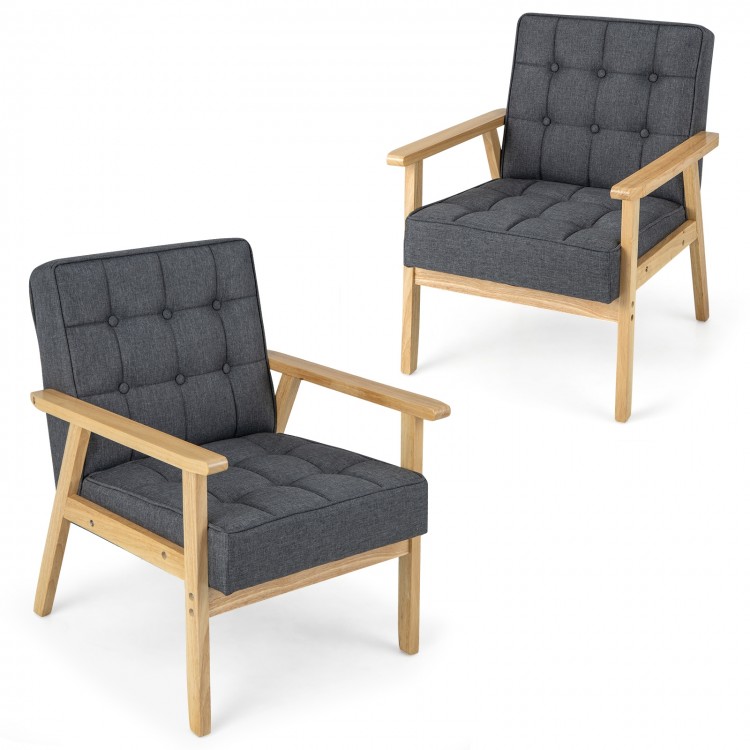 Upholstered Armchair with Rubber Wood Armrests