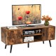 Industrial Retro TV Stand with Storage Cabinets and Open Shelf