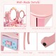 Kids Vanity Princess Makeup Dressing Table Chair Set with Tri-fold Mirror