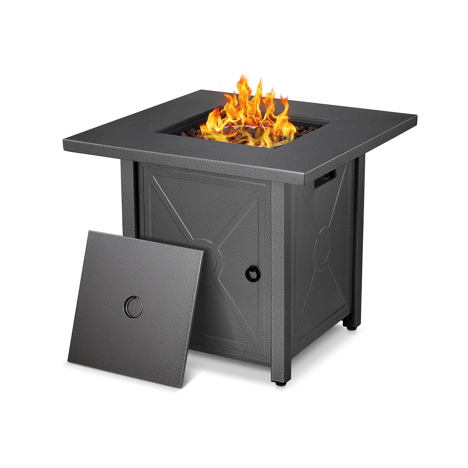 R.W.FLAME 28′′ Propane Fire Pit Table, 40,000 BTU, Multi-Function with Glass Cover, ETL & CSA Certified