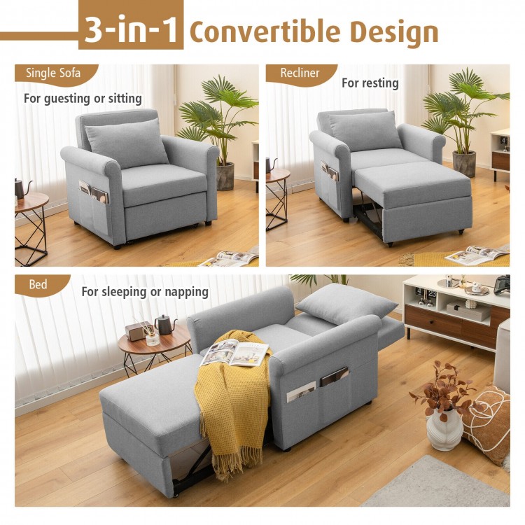 3-in-1 Pull-out Convertible Adjustable Reclining Sofa Bed