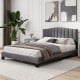 Modern Upholstered Bed Frame with Adjustable Vertical Channel Tufted Headboard