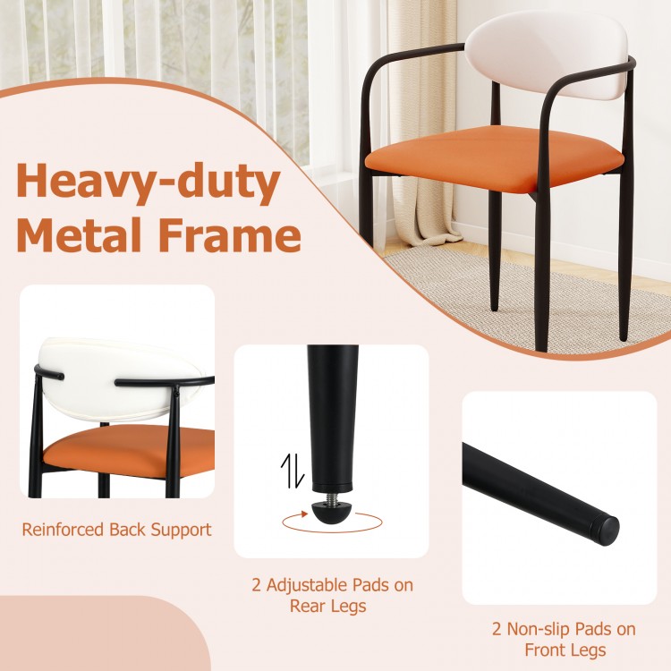 Modern Dining Chairs Set of 2 with Padded Seat and Curved Back