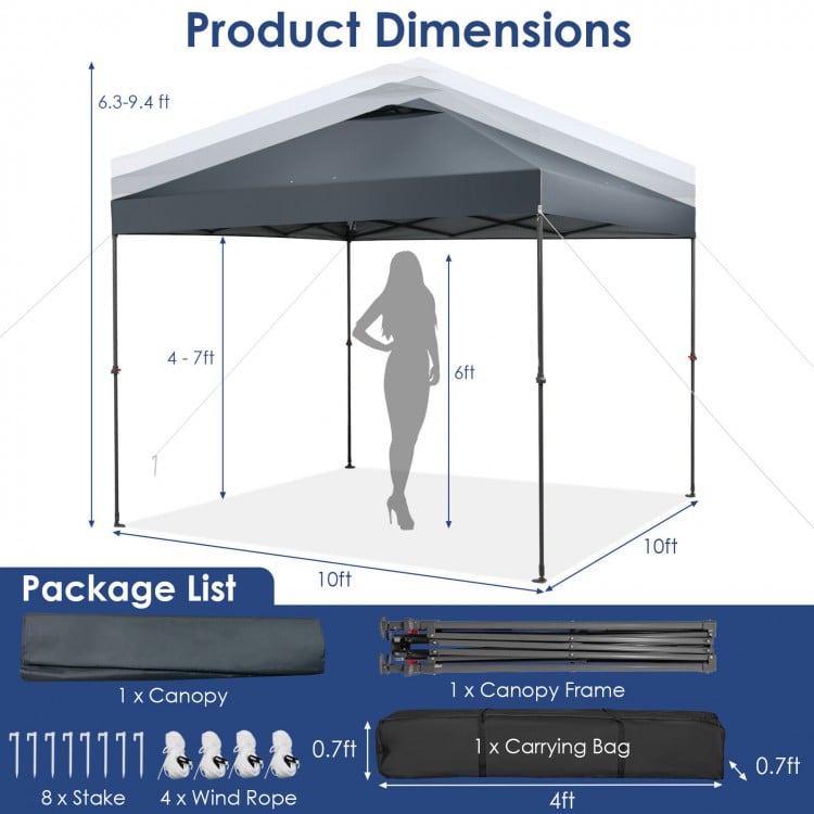 10 x 10 Feet Foldable Outdoor Instant Pop-up Canopy with Carry Bag