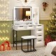 Makeup Vanity Dressing Table and Stool Set with Lights and Charging Station