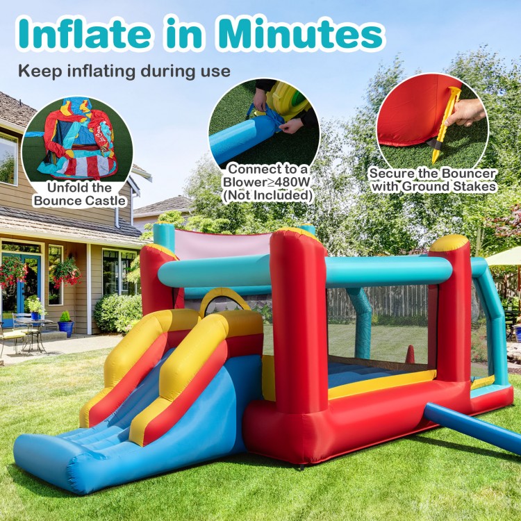 5-in-1 Ice Cream Inflatable Bounce House with Ball Pit and Slide without Blower