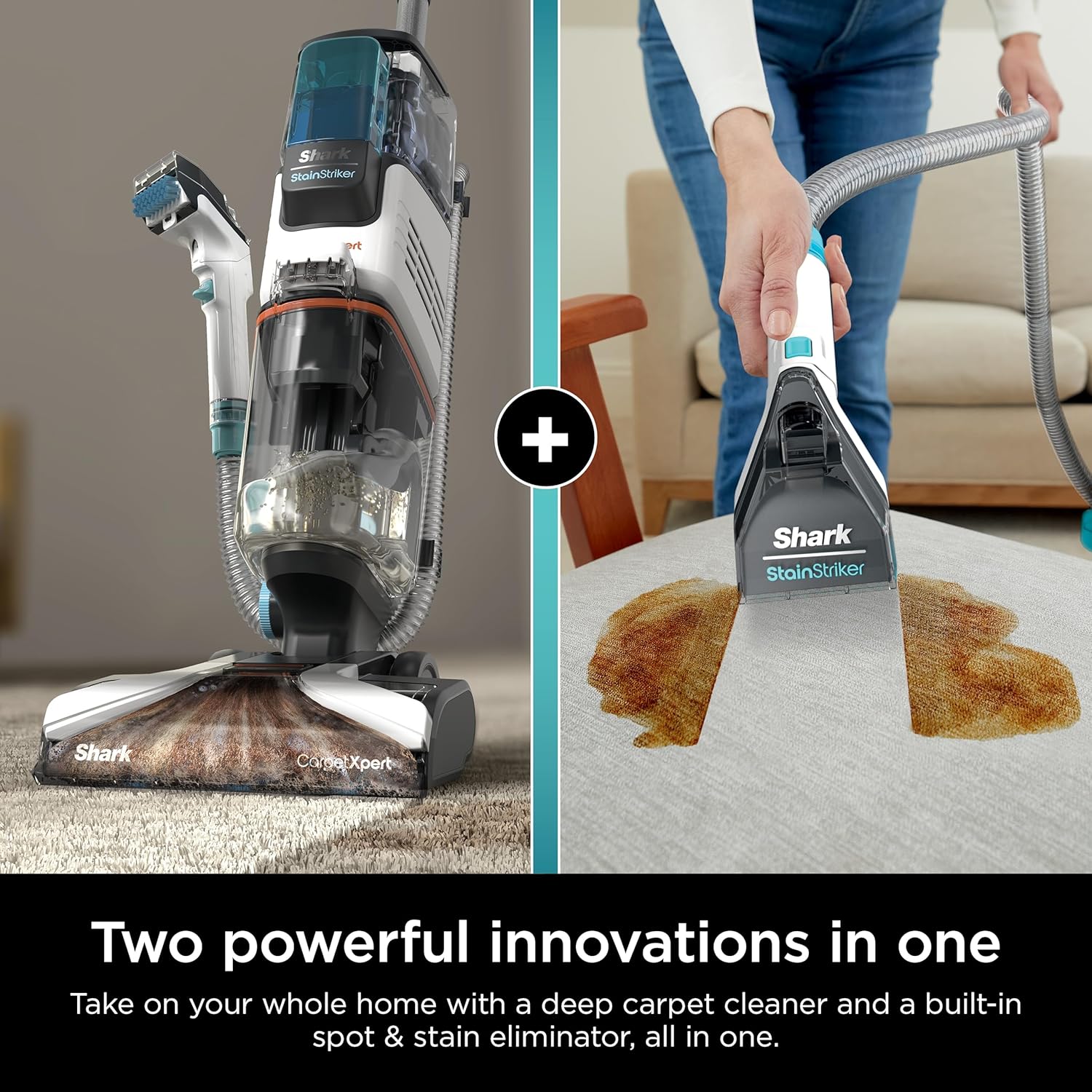 Upright Carpet, Area Rug & Upholstery Cleaner with StainStriker, Built-in Spot & Stain Cleaner, Perfect for Pets, Deep Cleaning & Tough Stain Removal, Carpet Shampooer, Cyan