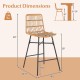 Set of 2 Rattan Bar Stools with Sturdy Metal Frame