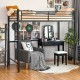 Twin Loft Bed Frame with 2 Ladders Full-length Guardrail