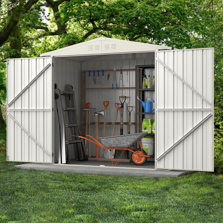 7 x 4 Feet Metal Outdoor Storage Shed with Lockable Door