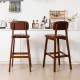 29 Inch Upholstered PU Bar Stools with Rubber Wood Legs