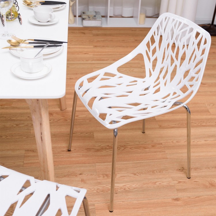 Set of 6 Accent Armless Modern Dining Chairs with Feet Pads