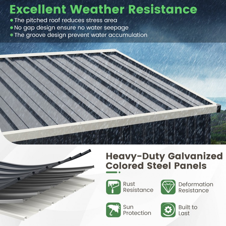 7 x 4 Feet Metal Outdoor Storage Shed with Lockable Door