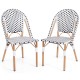 French Bistro Chair Set of 2 with Galvanized Metal Framex