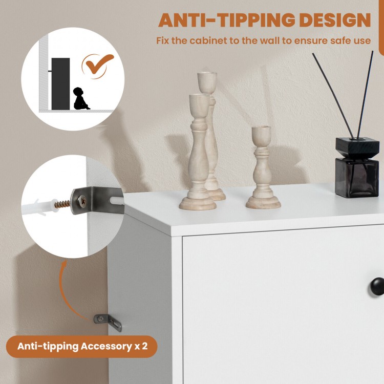 2-Door Free-standing Kitchen Sideboard with Adjustable Shelves