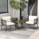 3 Piece Patio Furniture Set Rattan Chair Set with 2-Tier Coffee Table