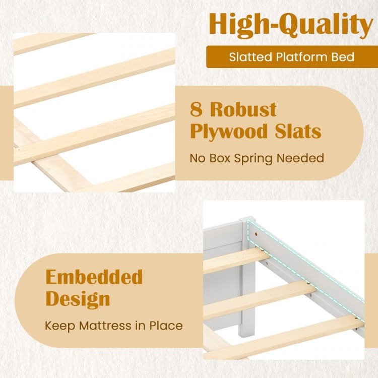 Queen Size Bed Frame with 2 Rolling Storage Drawers