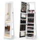 360° Swivel Jewelry Armoire Standing Jewelry Organizer with Full Length Mirror and Back Shelves
