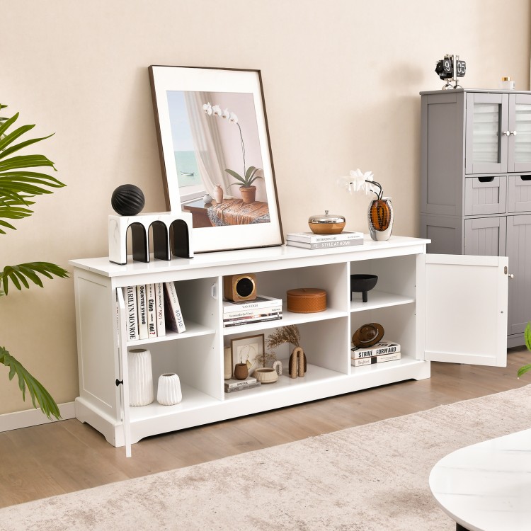 58 Inch TV Stand with 2 Cabinets and Adjustable Shelves for TVs up to 65 Inch