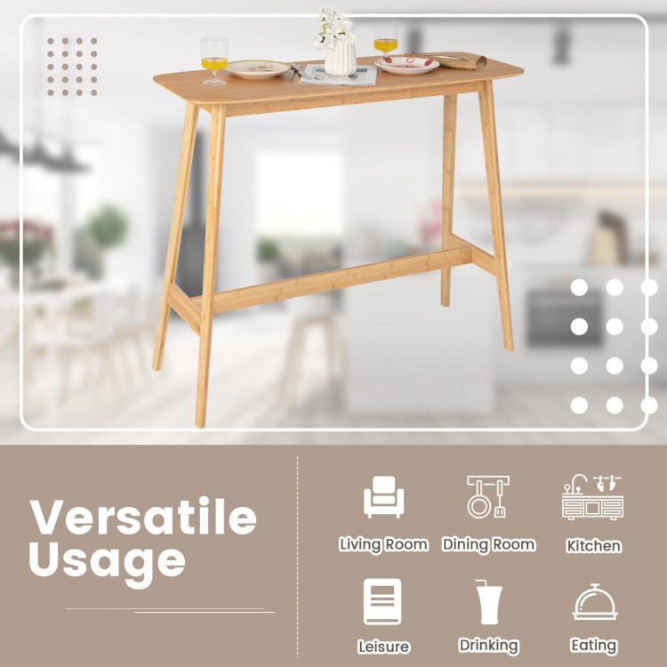 48 Inch Bamboo Bar Table High Top Console Dining Pub Table