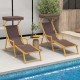 Birch Wood Chaise Lounge Chair Foldable Beach Chair with Adjustable Canopy