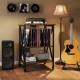 3-Tier Record Player Stand with Charging Station and Adjustable Shelf